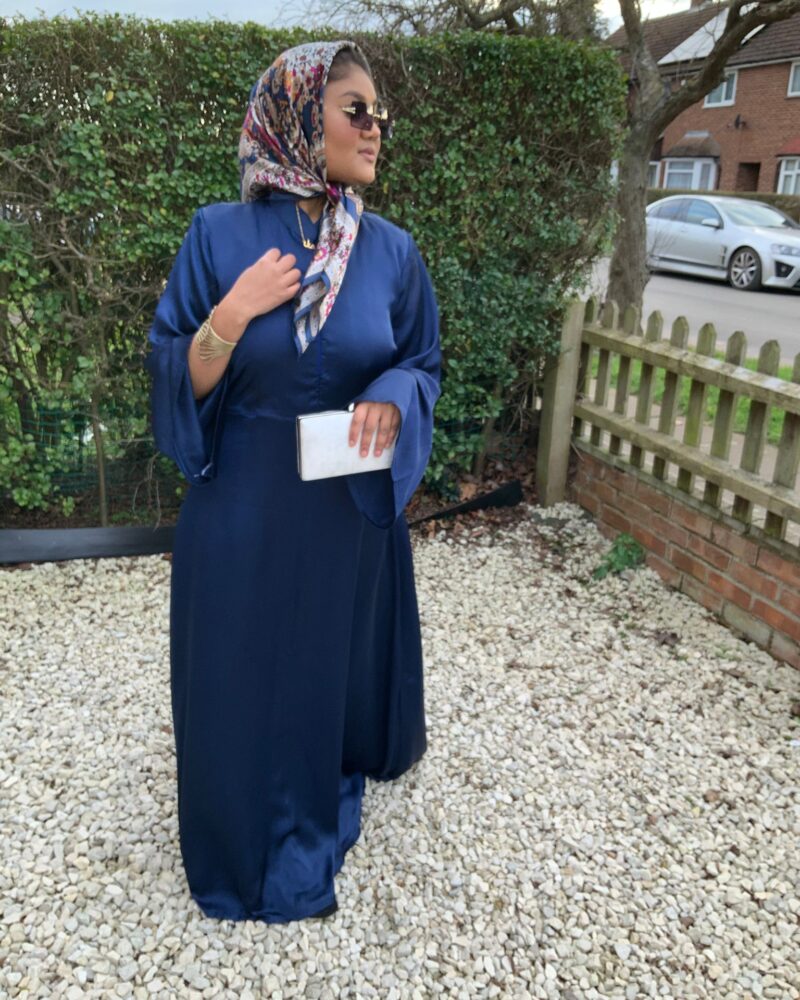 Layali Navy Satin Abaya
