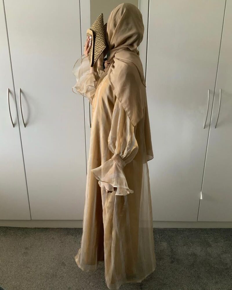 Leena Champagne Organza Abaya