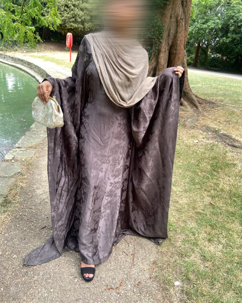 Floral Jacquard Butterfly Abaya